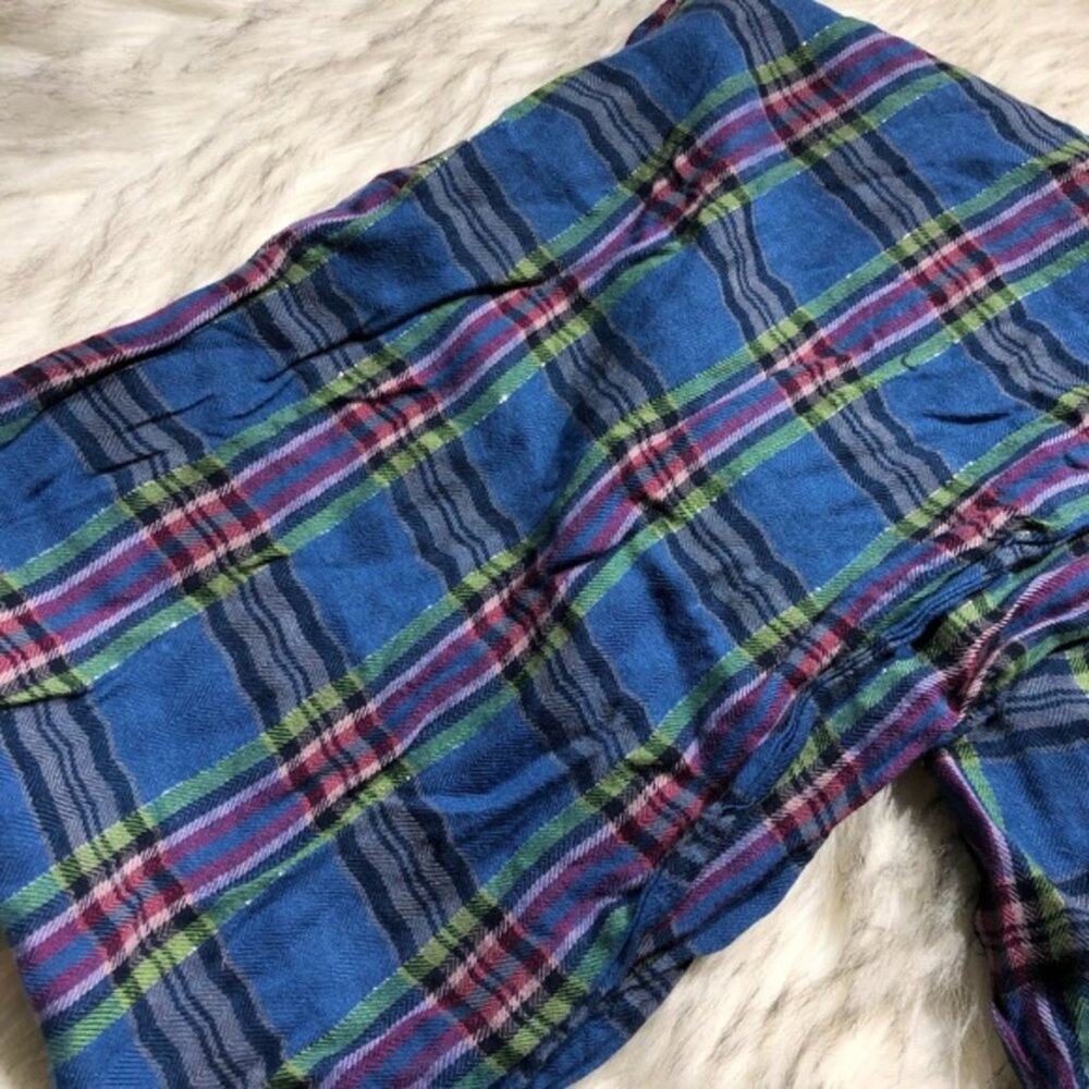 Maurices Blue Checkered Plaid Fringe Western Scarf - Picture 3 of 7